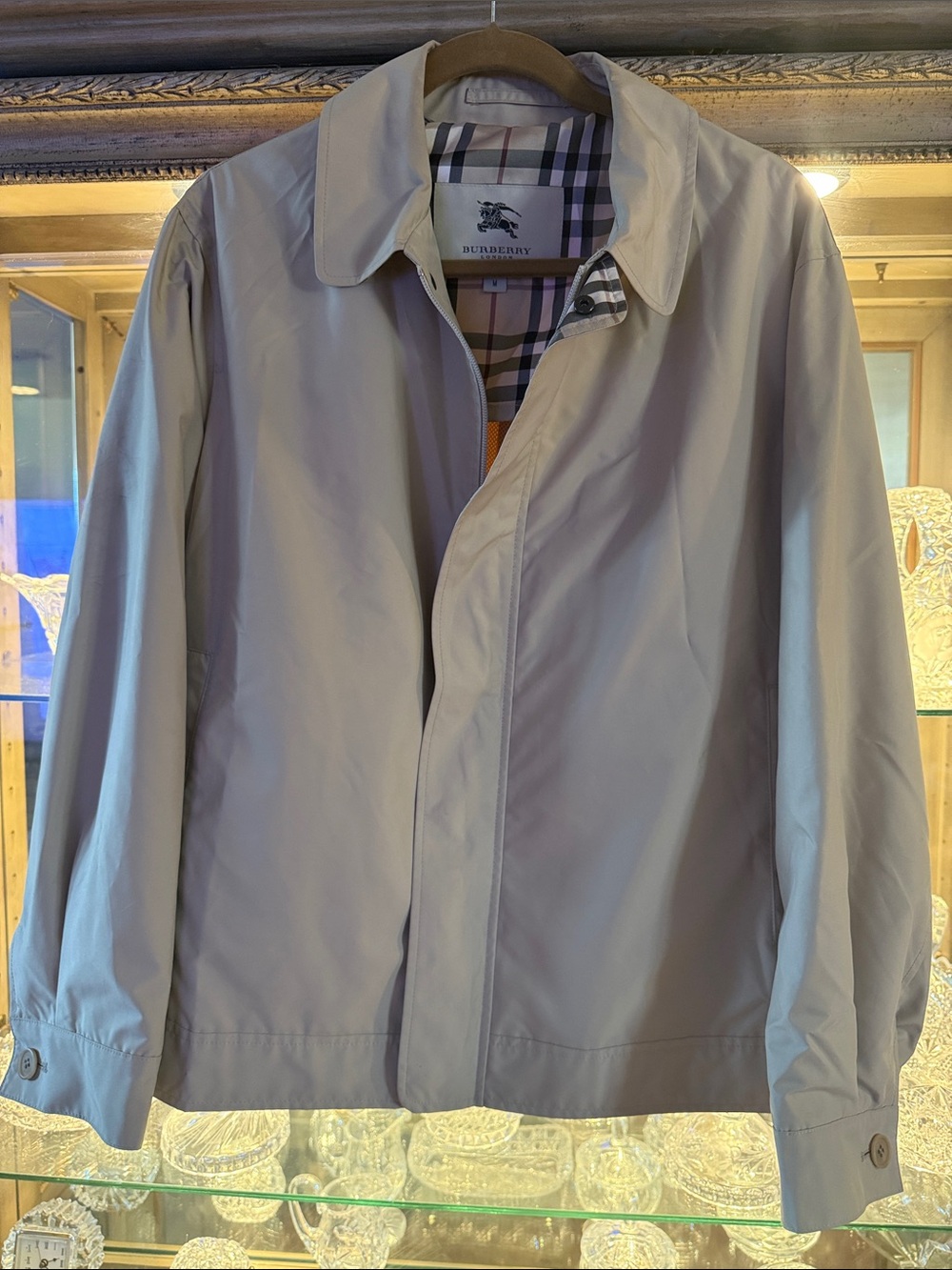 Burberry Men’s Beige Windbreaker with Check Lining